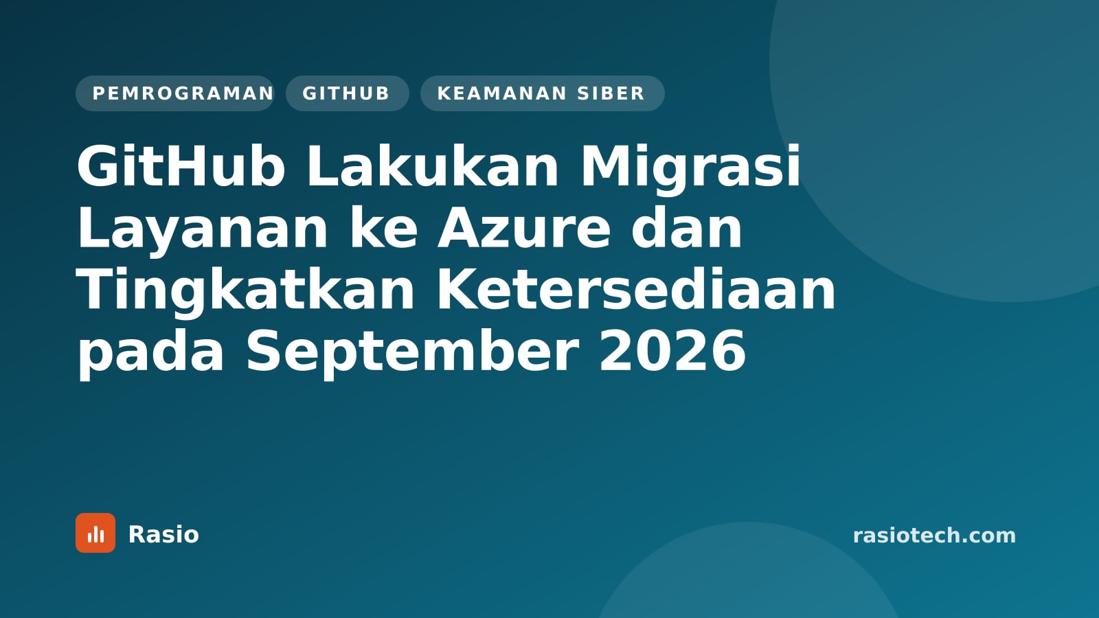 Kartu ilustrasi Rasio kategori Pemrograman bertuliskan GitHub Lakukan Migrasi Layanan ke Azure dan Tingkatkan Ketersediaan pada September 2026