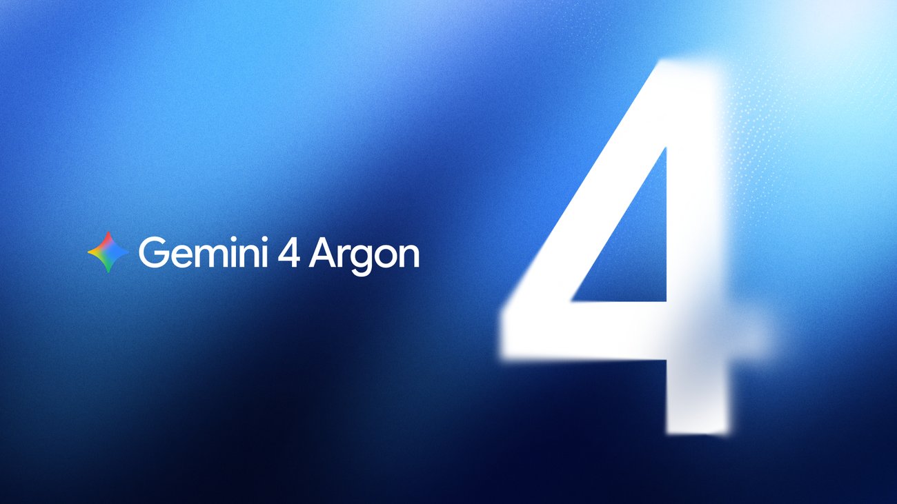 Grafis berlatar biru bertuliskan Gemini 4 Argon dengan angka 4 berukuran besar